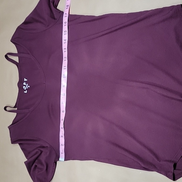 Loft Size S Burgundy / Wine Long Sleeve Top with Shoulder Cutouts, EUC - Picture 6 of 11